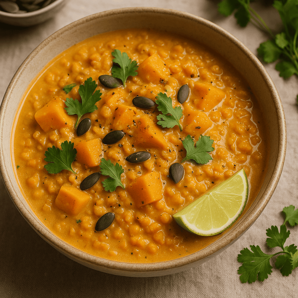 Kürbis-Kokos-Dal mit roten Linsen