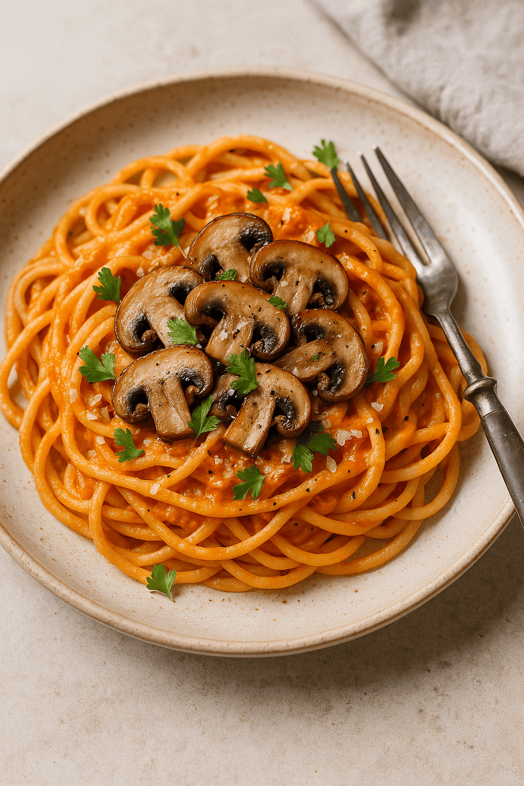 Spaghetti mit gerösteter Paprika-Sahne-Sauce & gebratenen Champignons        
            
                                    ★
                                    ★
                                    ★
                                    ★
                                    ★
                            
            
                                    Noch keine Bewertungen