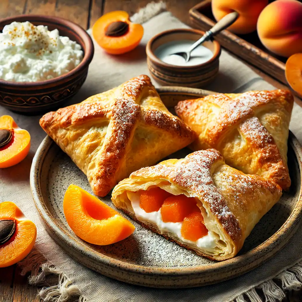 Aprikosen-Topfen-Taschen mit Blätterteig aus der Heißluftfritteuse