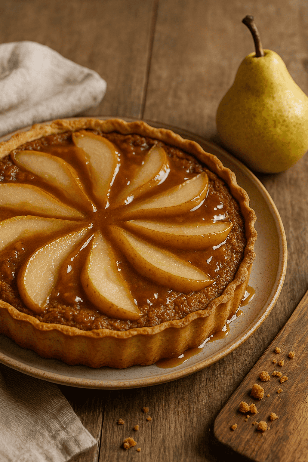 Birnen-Spekulatius-Tarte mit Karamellglasur