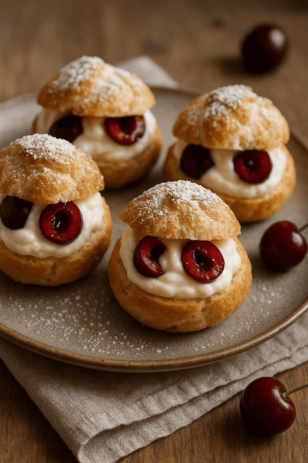 Vanille-Kirsch-Windbeutel aus der Heißluftfritteuse